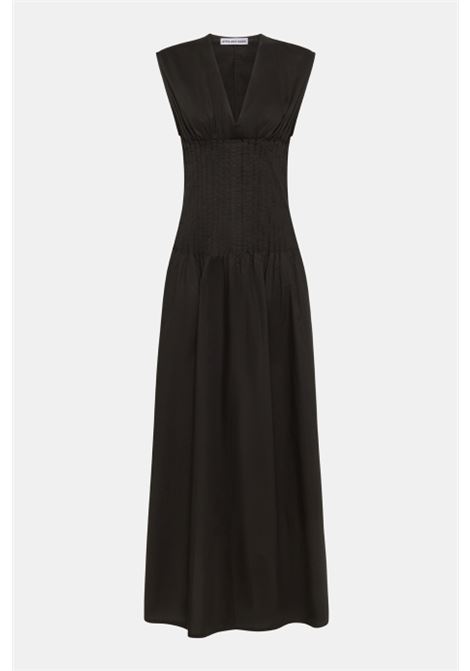 Santos Dress lungo nero con scollo a V e vita arricciata  SEMICOUTURE ATTIC AND BARN | Vestiti | MATDR0190990